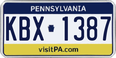PA license plate KBX1387