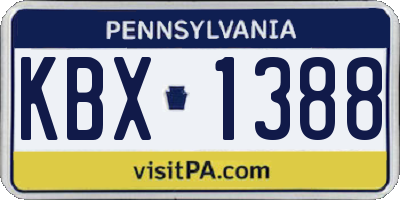 PA license plate KBX1388