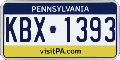 PA license plate KBX1393