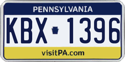 PA license plate KBX1396