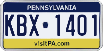 PA license plate KBX1401