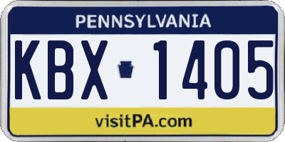PA license plate KBX1405