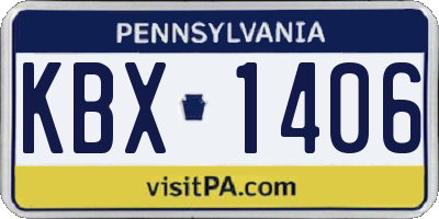 PA license plate KBX1406