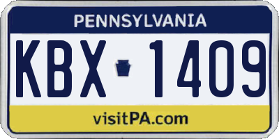 PA license plate KBX1409