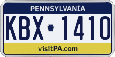 PA license plate KBX1410
