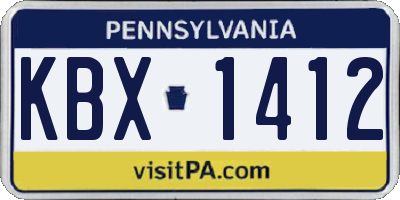 PA license plate KBX1412