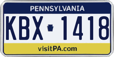 PA license plate KBX1418