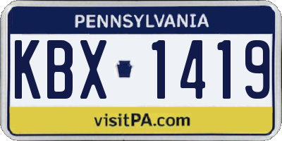 PA license plate KBX1419