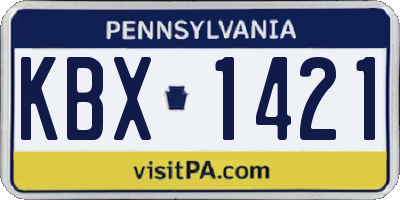PA license plate KBX1421