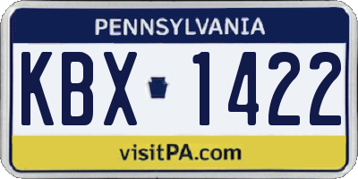 PA license plate KBX1422