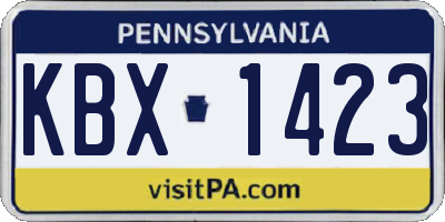 PA license plate KBX1423