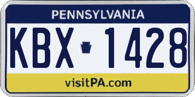 PA license plate KBX1428