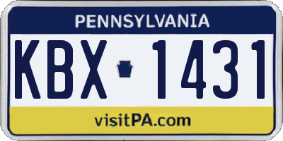 PA license plate KBX1431