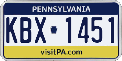 PA license plate KBX1451