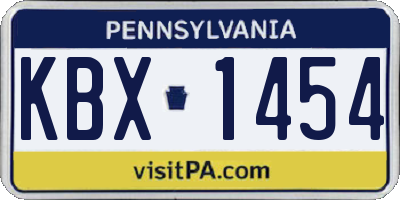 PA license plate KBX1454