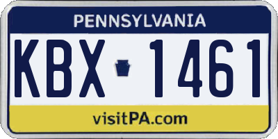 PA license plate KBX1461