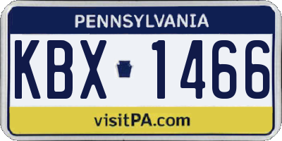 PA license plate KBX1466