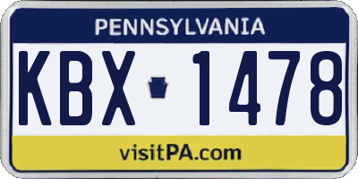 PA license plate KBX1478