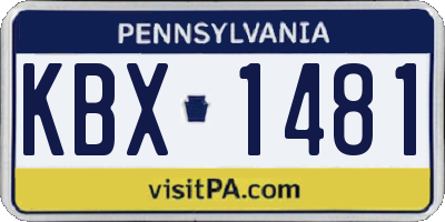 PA license plate KBX1481