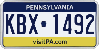 PA license plate KBX1492