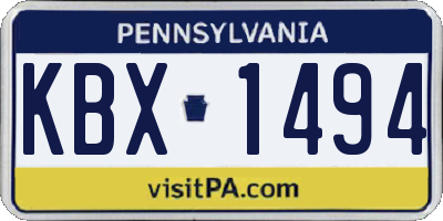 PA license plate KBX1494