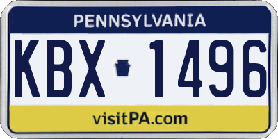 PA license plate KBX1496