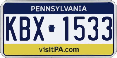 PA license plate KBX1533