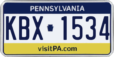 PA license plate KBX1534