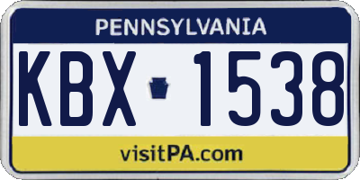 PA license plate KBX1538