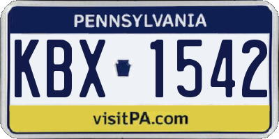 PA license plate KBX1542