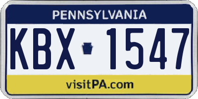 PA license plate KBX1547