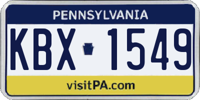 PA license plate KBX1549