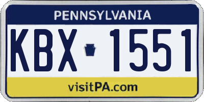 PA license plate KBX1551