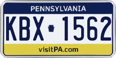 PA license plate KBX1562