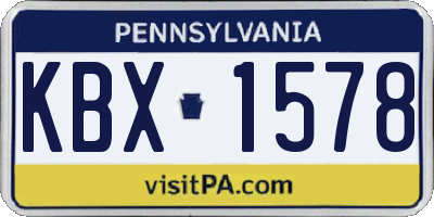 PA license plate KBX1578