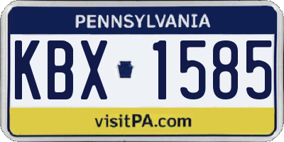 PA license plate KBX1585