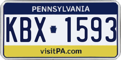 PA license plate KBX1593