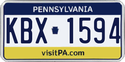 PA license plate KBX1594