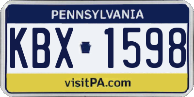 PA license plate KBX1598