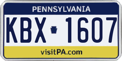 PA license plate KBX1607
