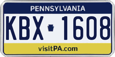 PA license plate KBX1608