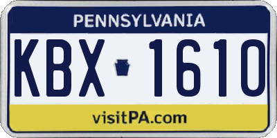 PA license plate KBX1610