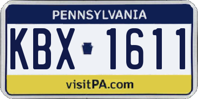 PA license plate KBX1611