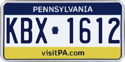 PA license plate KBX1612