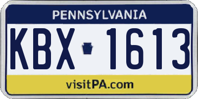PA license plate KBX1613