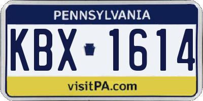 PA license plate KBX1614