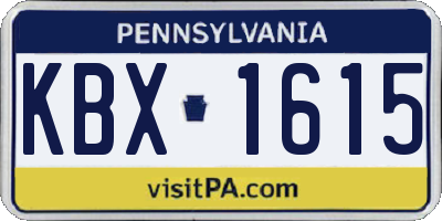 PA license plate KBX1615