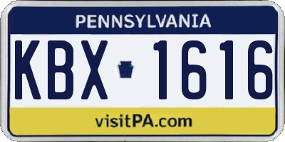 PA license plate KBX1616