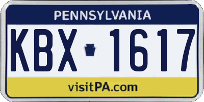 PA license plate KBX1617