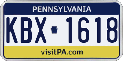 PA license plate KBX1618